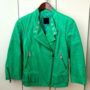 Last chance to purchase before it is removed  Emerald green Pinko leather jacket